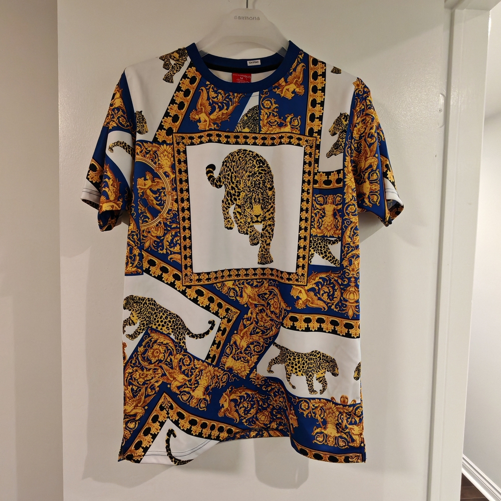 VICTORIOUS L.A. Embellished Baroque & Leopard Print T-Shirt